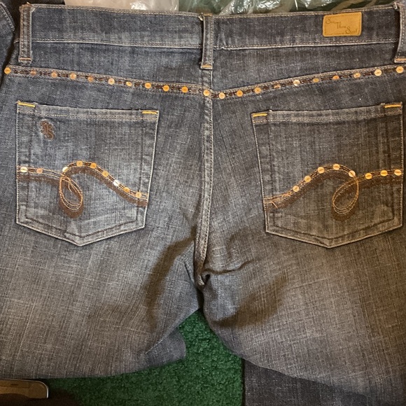 See Thru Soul High Rise Black Jeans with Sequin and Beads Trim 30 - Picture 4 of 11